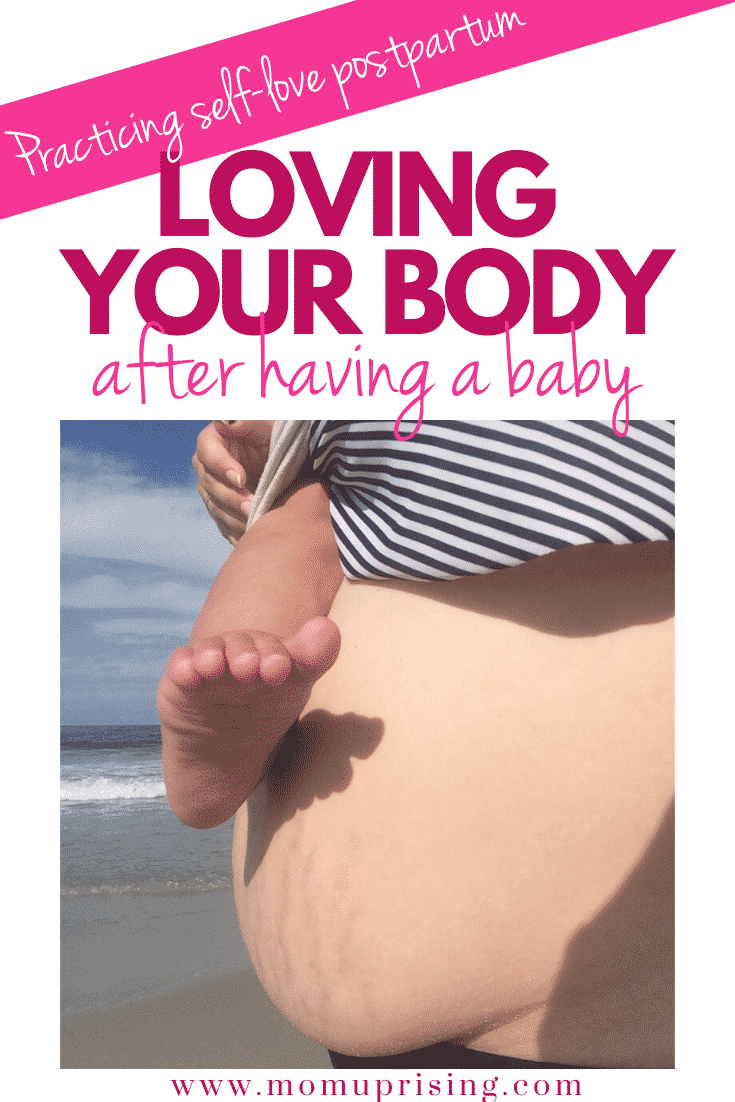 Loving your body can be hard when you\'re adjusting to postpartum and trying to embrace the mombod. Body positivity is key to being able to love your new body after becoming a mom. Learn to have a positive body image of yourself and love the body you have now that you brought life into the world. #mombod #momlife #motherhood #bodypositive #bodypositivity
